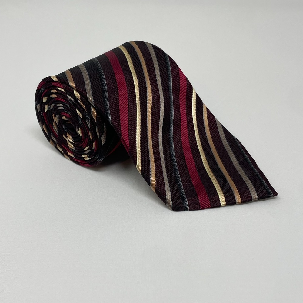 Alexander Julian Multicolor Striped Silk Vintage Long Tie Necktie